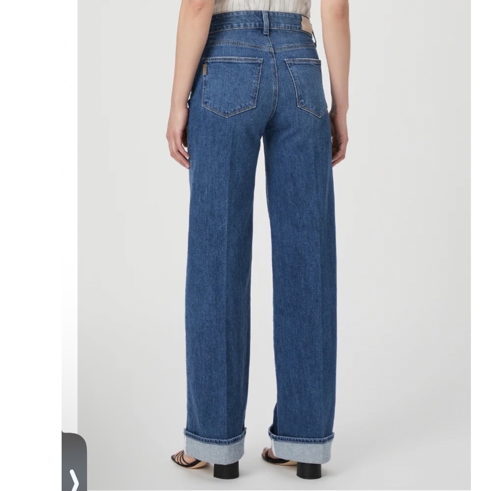 Paige Sasha Wide Leg Cuff Jeans Nadira Medium Wash High Rise 28 - Picture 3 of 8